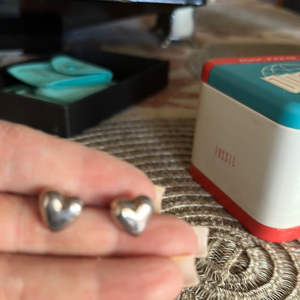 Tiffany & Co. Silver Heart Stud Earrings
